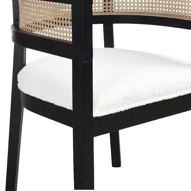 Christopher Knight Home Cinnabar Lot de 2 chaises de salle à manger en bois d'hévéa rembourrées avec dossier en cannage, hauteur d'assise 49,5 cm