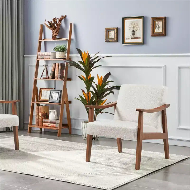 Yaheetech Lot de 2 fauteuils de salon en similicuir style Mid-Century avec pieds en bois massif pour salon, chambre, chambre d'amis