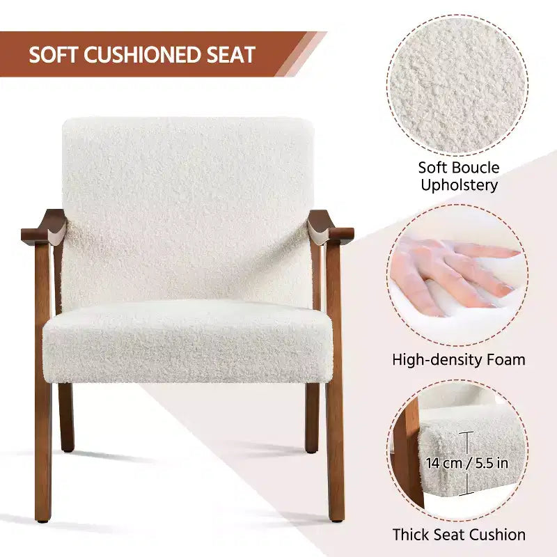 Yaheetech Lot de 2 fauteuils de salon en similicuir style Mid-Century avec pieds en bois massif pour salon, chambre, chambre d'amis
