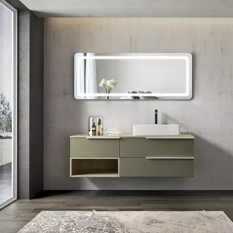 PexFix Miroir rectangulaire moderne sans cadre de 50,8 cm (20 po) de large x 160 cm (63 po) de haut avec coins arrondis en argent