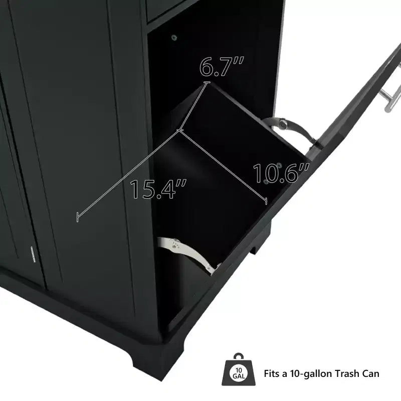 Îlots de cuisine de style classique Whisen sur 5 roulettes avec 3 tiroirs et 3 étagères latérales ouvertes