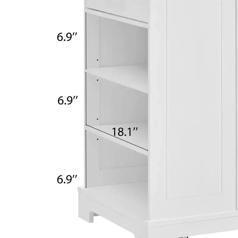 Îlots de cuisine de style classique Whisen sur 5 roulettes avec 3 tiroirs et 3 étagères latérales ouvertes