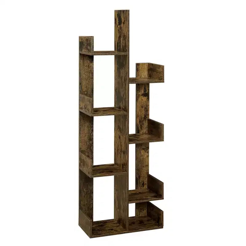 Étagère à Livres Arbre VECELO, Étagère Géométrique à 8 Niveaux en Bois, Présentoir, Organiseur d'Étagères en Forme d'Arbre pour Salon et Bureau à Domicile