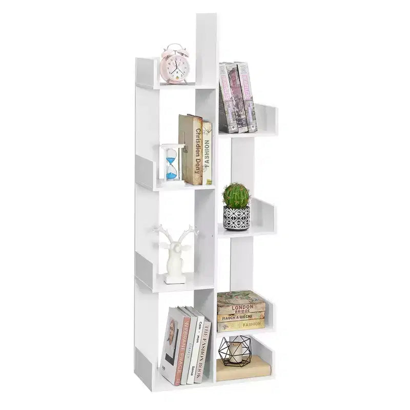 Étagère à Livres Arbre VECELO, Étagère Géométrique à 8 Niveaux en Bois, Présentoir, Organiseur d'Étagères en Forme d'Arbre pour Salon et Bureau à Domicile