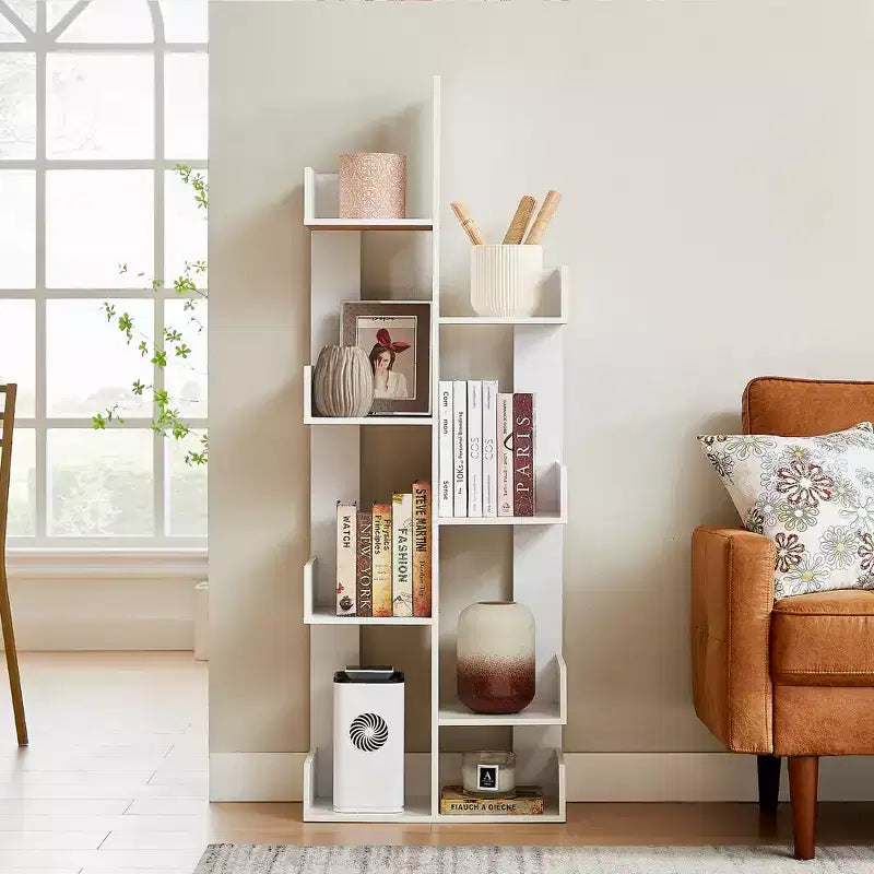 Étagère à Livres Arbre VECELO, Étagère Géométrique à 8 Niveaux en Bois, Présentoir, Organiseur d'Étagères en Forme d'Arbre pour Salon et Bureau à Domicile