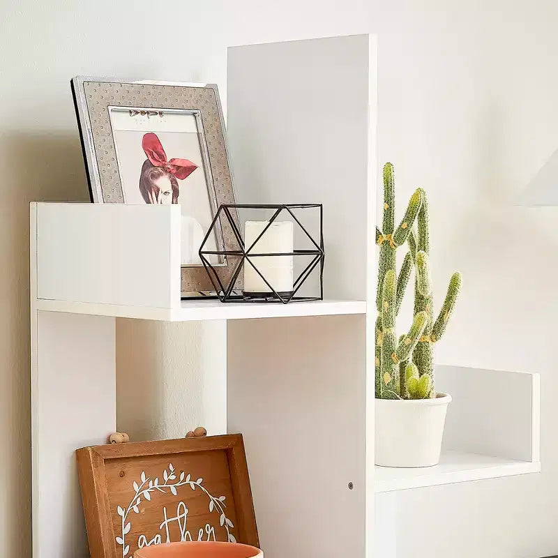 Étagère à Livres Arbre VECELO, Étagère Géométrique à 8 Niveaux en Bois, Présentoir, Organiseur d'Étagères en Forme d'Arbre pour Salon et Bureau à Domicile