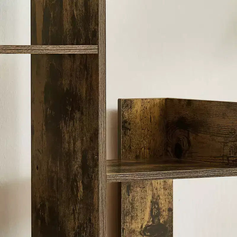 Étagère à Livres Arbre VECELO, Étagère Géométrique à 8 Niveaux en Bois, Présentoir, Organiseur d'Étagères en Forme d'Arbre pour Salon et Bureau à Domicile