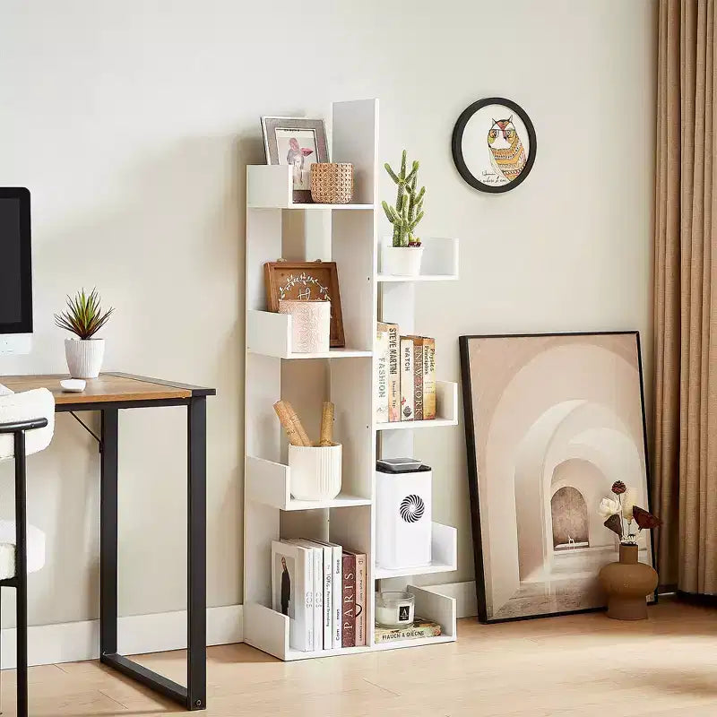 Étagère Arbre, Bibliothèque Arbre Géométrique à 8 Étages, Étagères en Bois Présentoir, Rangement en Forme d'Arbre pour Salon et Bureau à Domicile