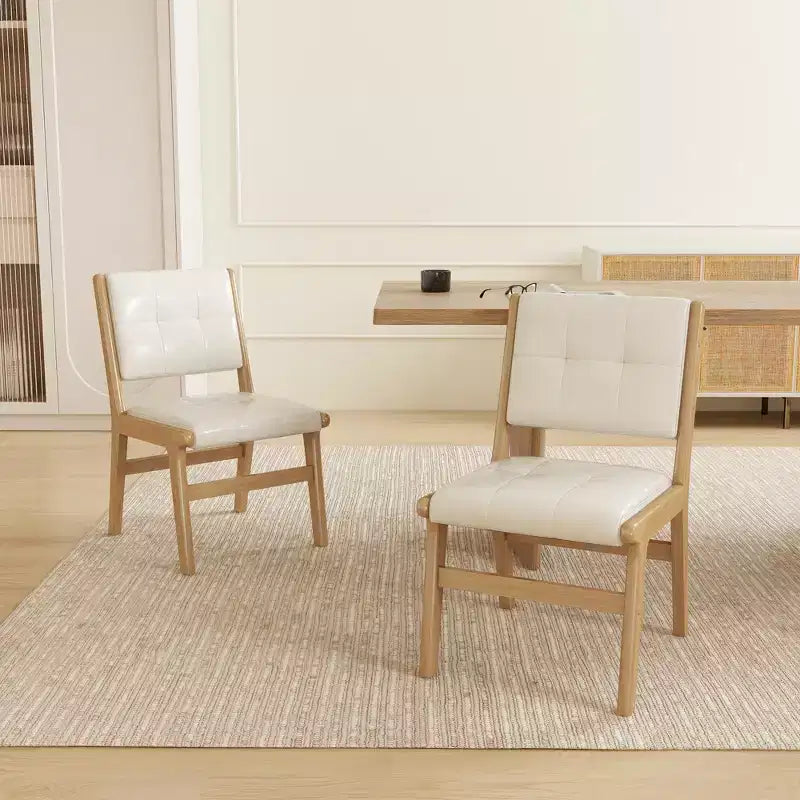 Chaises de salle à manger en bois rembourrées en similicuir capitonné GDFStudio Payne (Lot de 2)