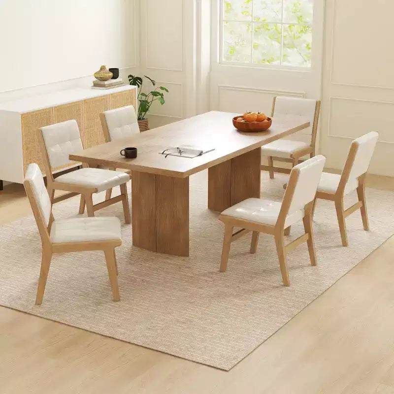 Chaises de salle à manger en bois rembourrées en similicuir capitonné GDFStudio Payne (Lot de 2)