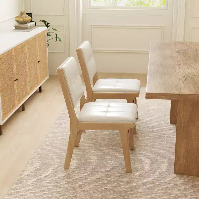 Chaises de salle à manger en bois rembourrées en similicuir capitonné GDFStudio Payne (Lot de 2)