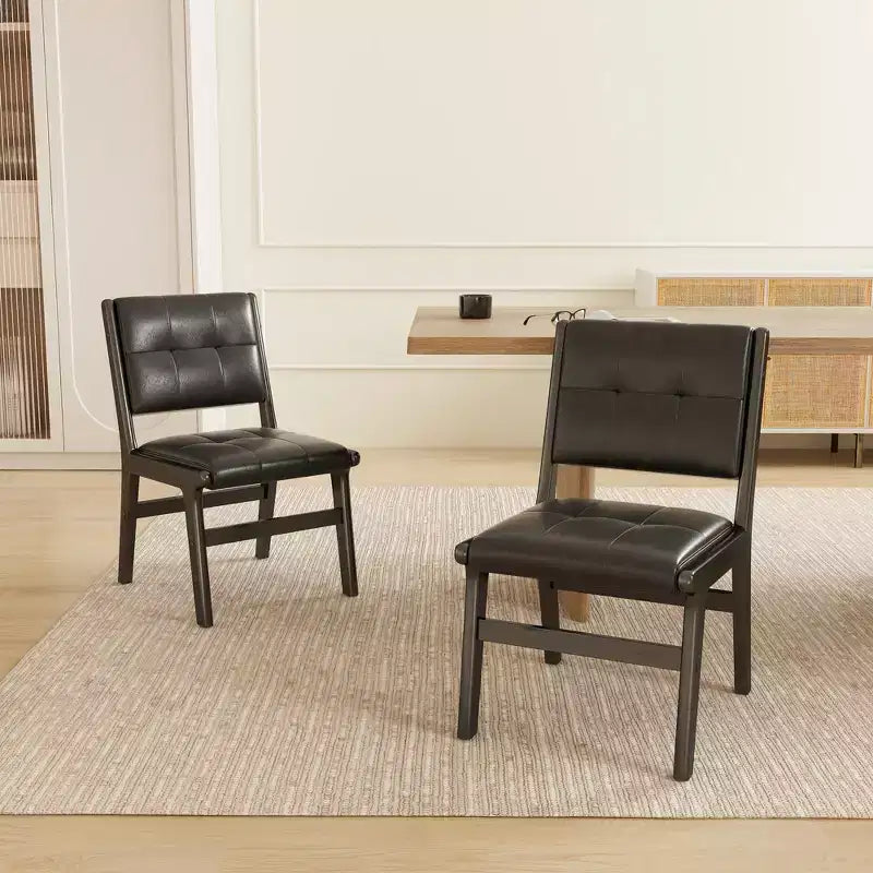 Chaises de salle à manger en bois rembourrées en similicuir capitonné GDFStudio Payne (Lot de 2)