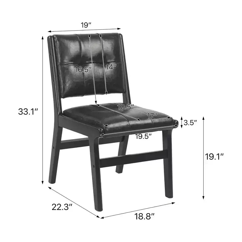 Chaises de salle à manger en bois rembourrées en similicuir capitonné GDFStudio Payne (Lot de 2)