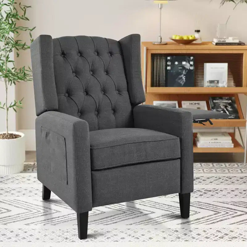 Fauteuil inclinable tapissé capitonné Christopher Knight Home Nicole avec tablette latérale pliable