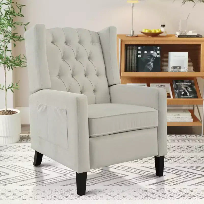 Fauteuil inclinable tapissé capitonné Christopher Knight Home Nicole avec tablette latérale pliable