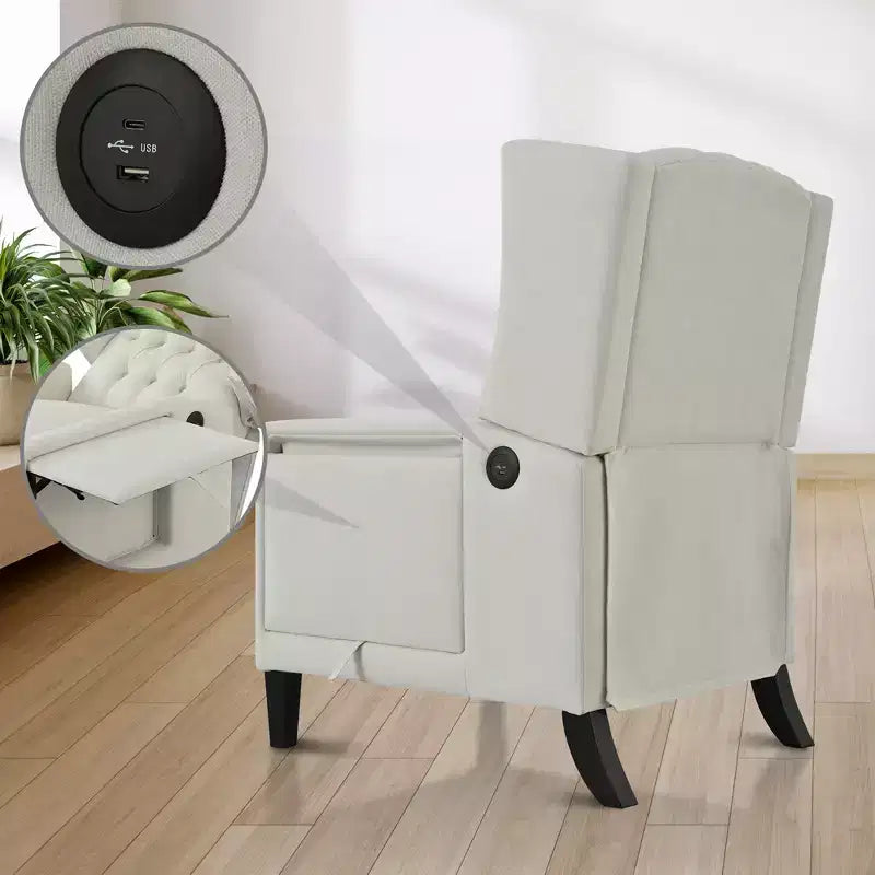 Fauteuil inclinable tapissé capitonné Christopher Knight Home Nicole avec tablette latérale pliable
