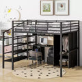 Whisen 56''L x 92.7''W Morden Design Full Size Metal Frame Loft Bed with Desk and Wardrobe
