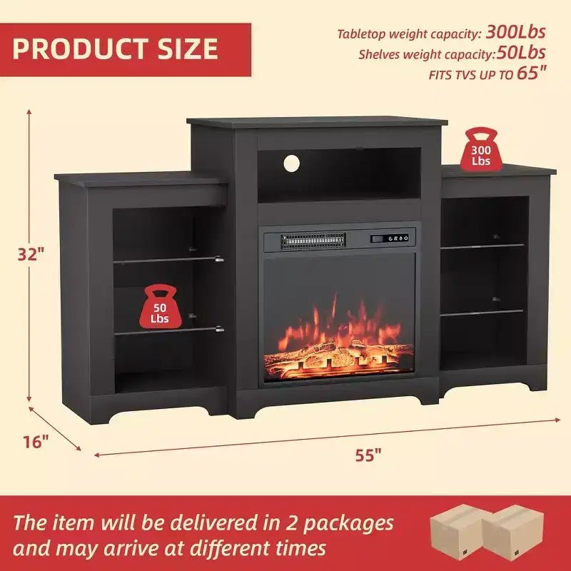 Meuble TV EROMMY 32 pour téléviseurs jusqu'à 80 pouces