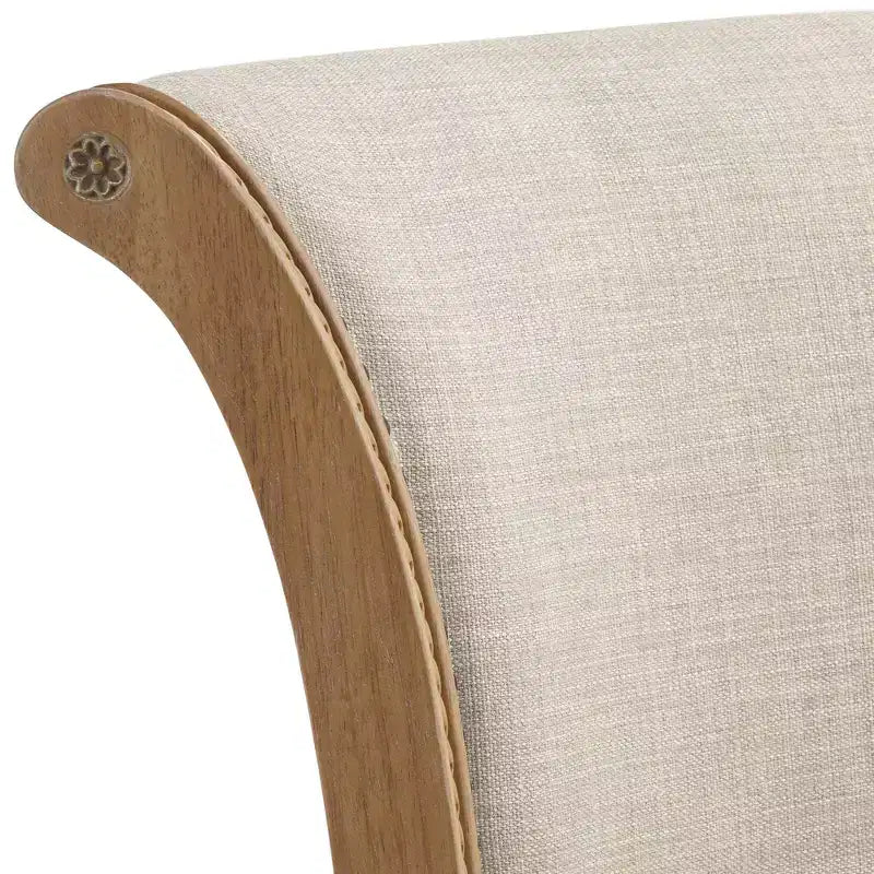 55 Downing Street Oliver 30 1/2" Chaise de bar pivotante à dossier roulé en tissu de sable