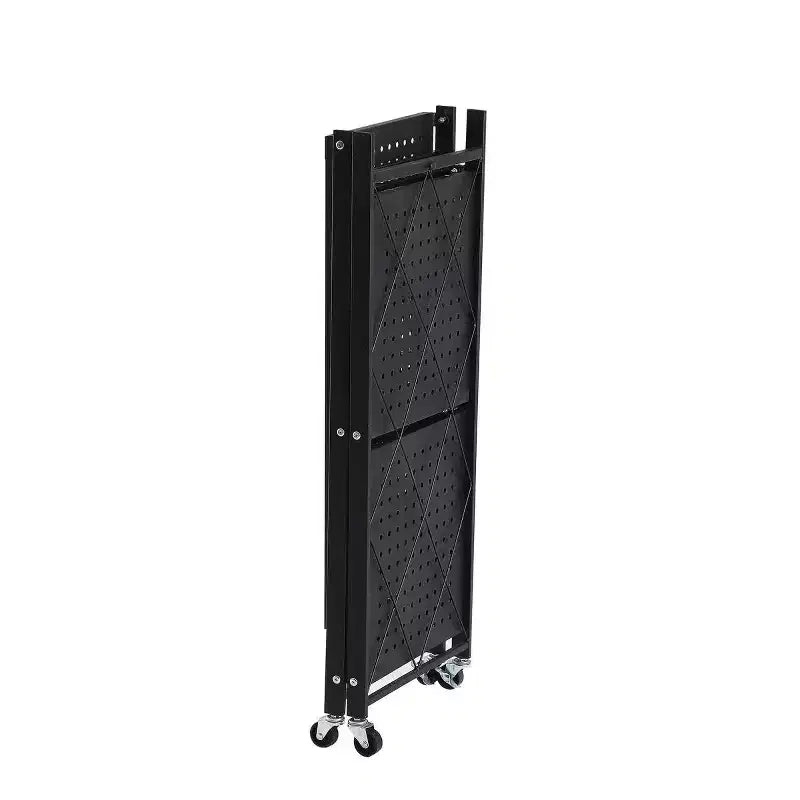 J&V TEXTILES Étagère de rangement pliable avec roues - Unité de rayonnage métallique pliable, chariot roulant pour livres et étagères de cuisine