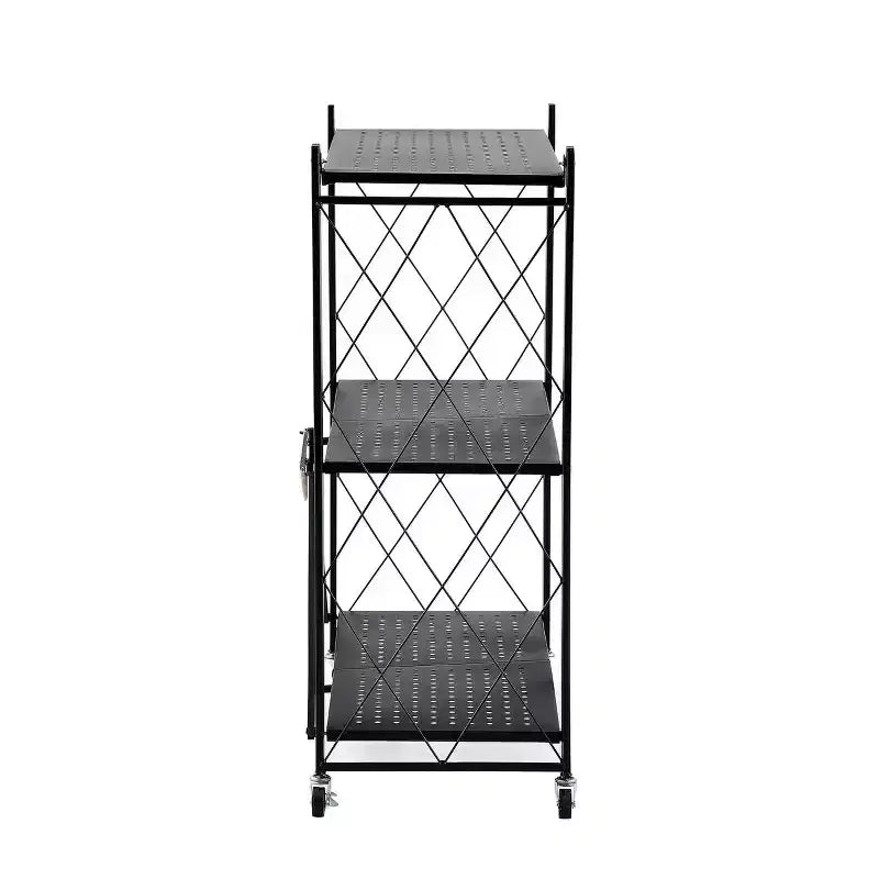 J&V TEXTILES Étagère de rangement pliable avec roues - Unité de rayonnage métallique pliable, chariot roulant pour livres et étagères de cuisine