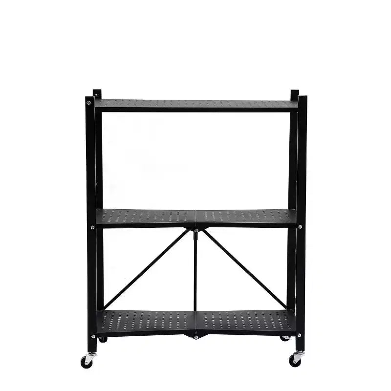 J&V TEXTILES Étagère de rangement pliable avec roues - Unité de rayonnage métallique pliable, chariot roulant pour livres et étagères de cuisine