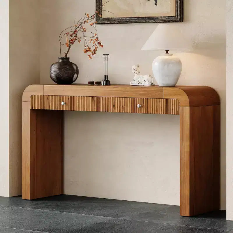 Console rustique Table d'entrée Table d'appoint avec tiroir à façades cannelées