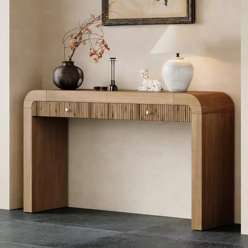 Console rustique Table d'entrée Table d'appoint avec tiroir à façades cannelées
