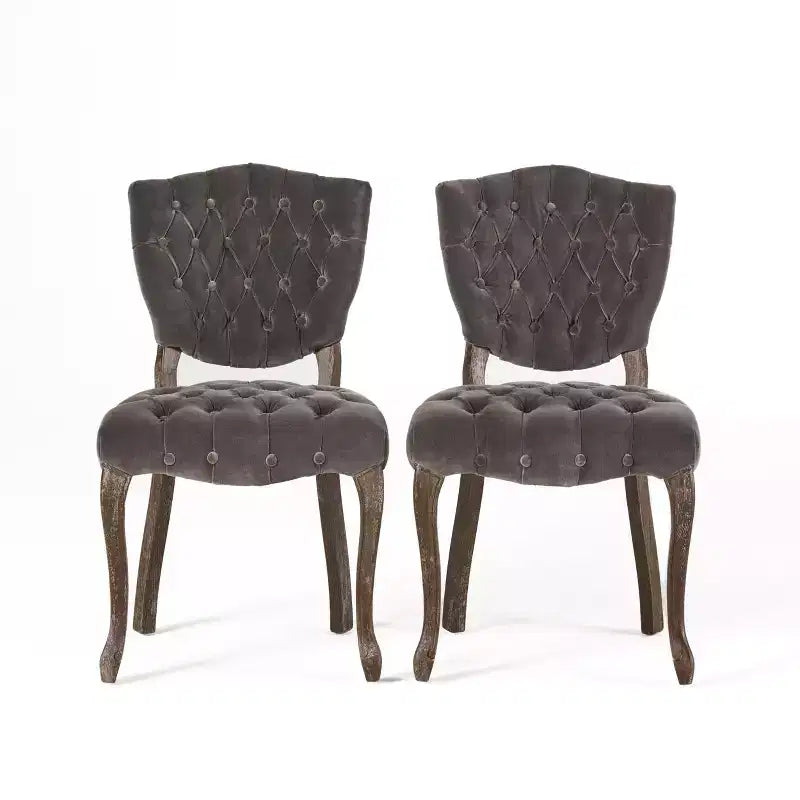 Lot de 2 chaises de salle à manger contemporaines Christopher Knight Home Colosseum avec boutons touffetés et pieds en bois d'hévéa