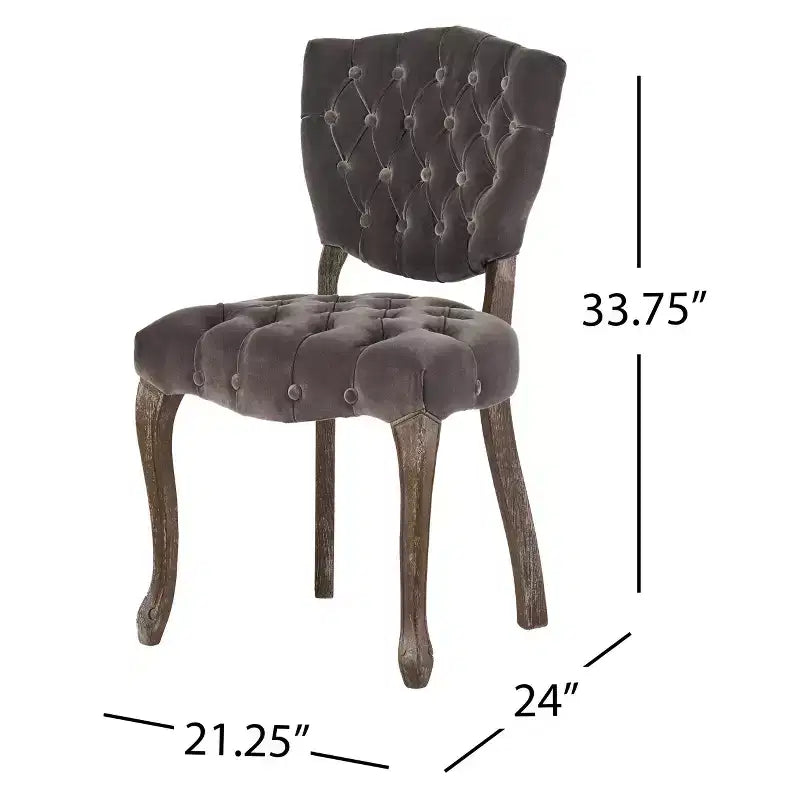 Lot de 2 chaises de salle à manger contemporaines Christopher Knight Home Colosseum avec boutons touffetés et pieds en bois d'hévéa