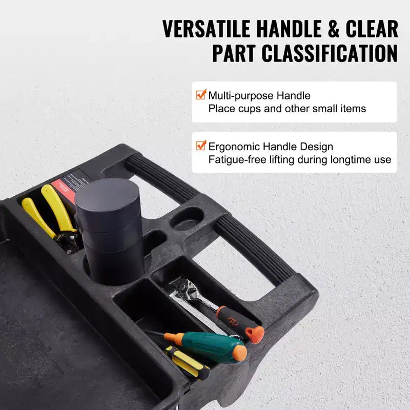 Chariot de service VEVOR, Chariot utilitaire roulant en plastique robuste à 3 étagères de 250 kg avec roues pivotantes à 360° (2 avec freins)