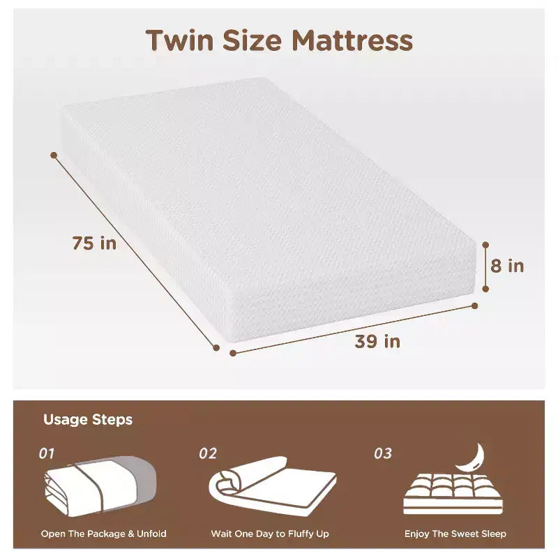 BestMassage Matelas en mousse à mémoire de forme et gel de 20 cm, fermeté moyenne, pour un sommeil frais et un soulagement de la pression, certifié CertiPUR-US.
