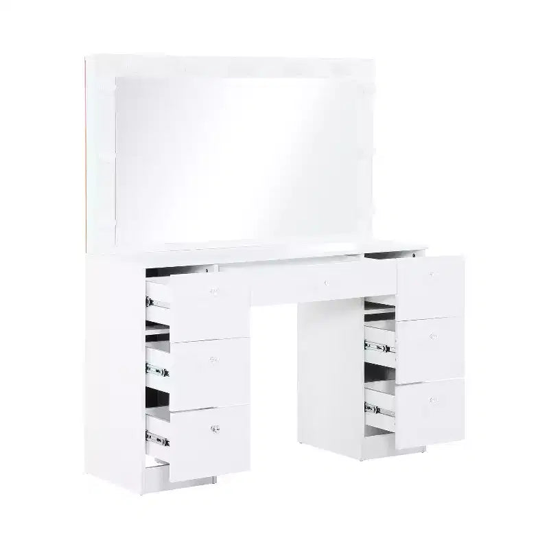 Coiffeuse avec Miroirs, Lumières LED, Table de Maquillage avec 7 Tiroirs et Tabouret