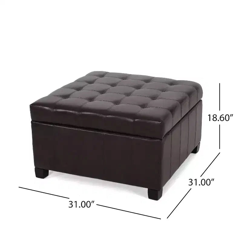 Christopher Knight Home Ellie Pouf de rangement capitonné contemporain en similicuir et bois de bouleau