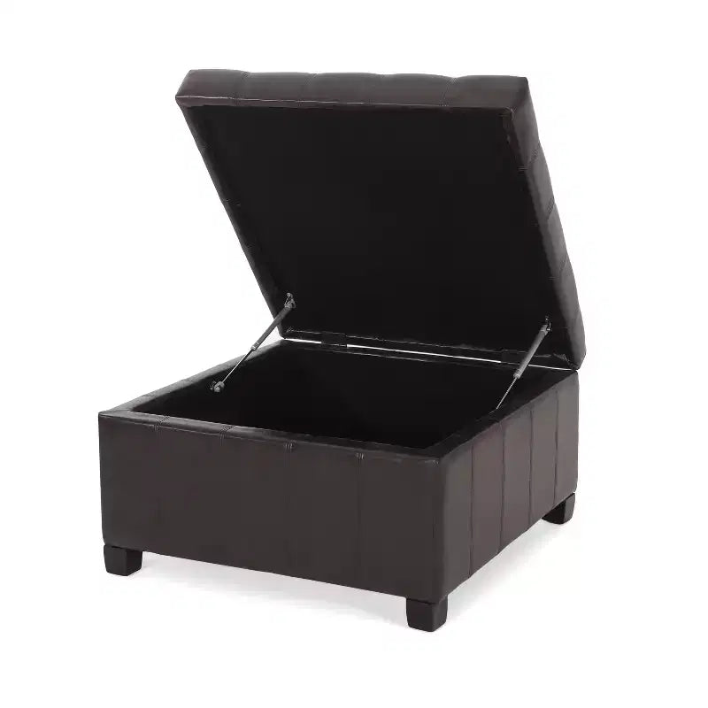 Christopher Knight Home Ellie Pouf de rangement capitonné contemporain en similicuir et bois de bouleau