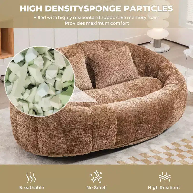 Canapé-poire GDFStudio Anna Chenille Tufted 57,06" L avec 2 coussins