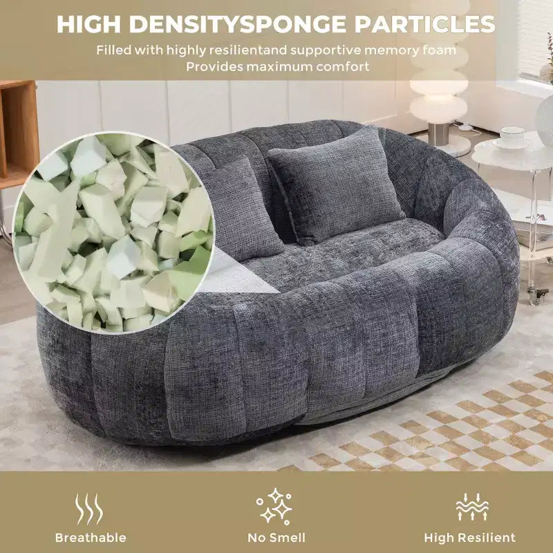 Canapé-poire GDFStudio Anna Chenille Tufted 57,06" L avec 2 coussins