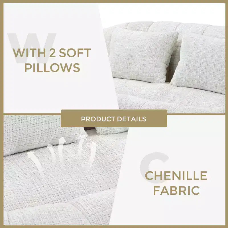 Canapé-poire GDFStudio Anna Chenille Tufted 57,06" L avec 2 coussins