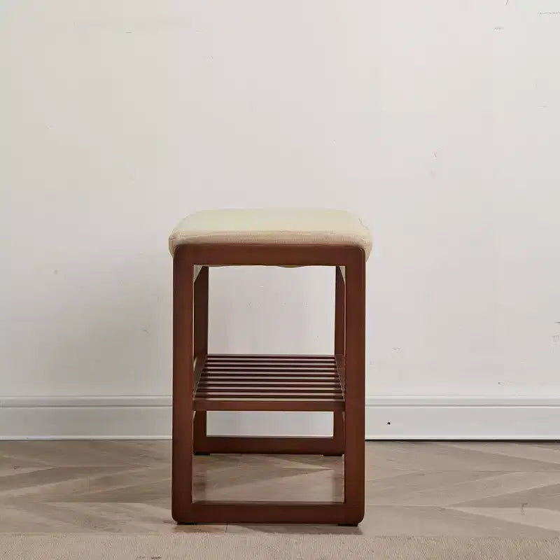 GDFStudio Broderick, banc rembourré avec étagère à chaussures à lattes en bois de hêtre, 23,63 po de largeur