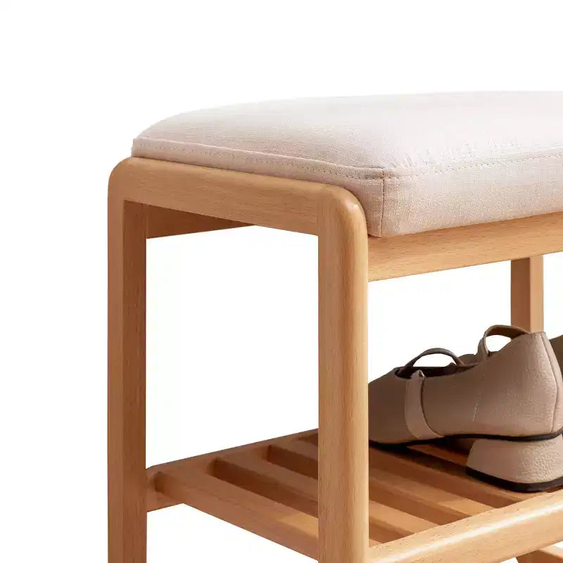 GDFStudio Broderick, banc rembourré avec étagère à chaussures à lattes en bois de hêtre, 23,63 po de largeur