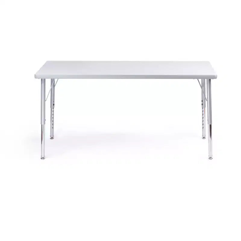 Ensemble table et chaises d'activités Bintiva - Table 24x48 à bord gris pulvérisé avec pieds réglables et 4 chaises de classe bleues 12 NAAR