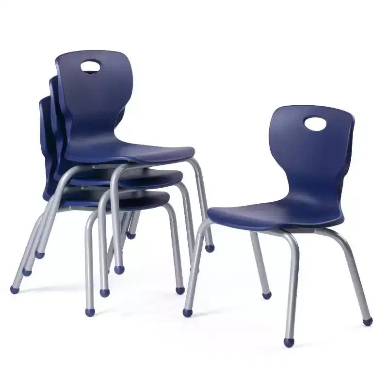 Ensemble table et chaises d'activités Bintiva - Table 24x48 à bord gris pulvérisé avec pieds réglables et 4 chaises de classe bleues 12 NAAR