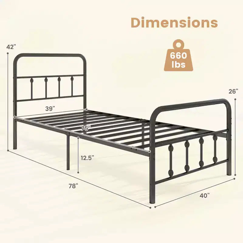Costway Cadre de lit double/Queen/King size avec tête de lit Rangement sous le lit Aucun sommier tapissier requis Noir