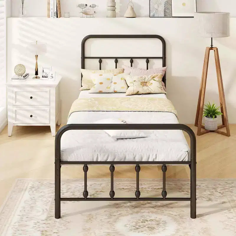 Costway Cadre de lit double/Queen/King size avec tête de lit Rangement sous le lit Aucun sommier tapissier requis Noir