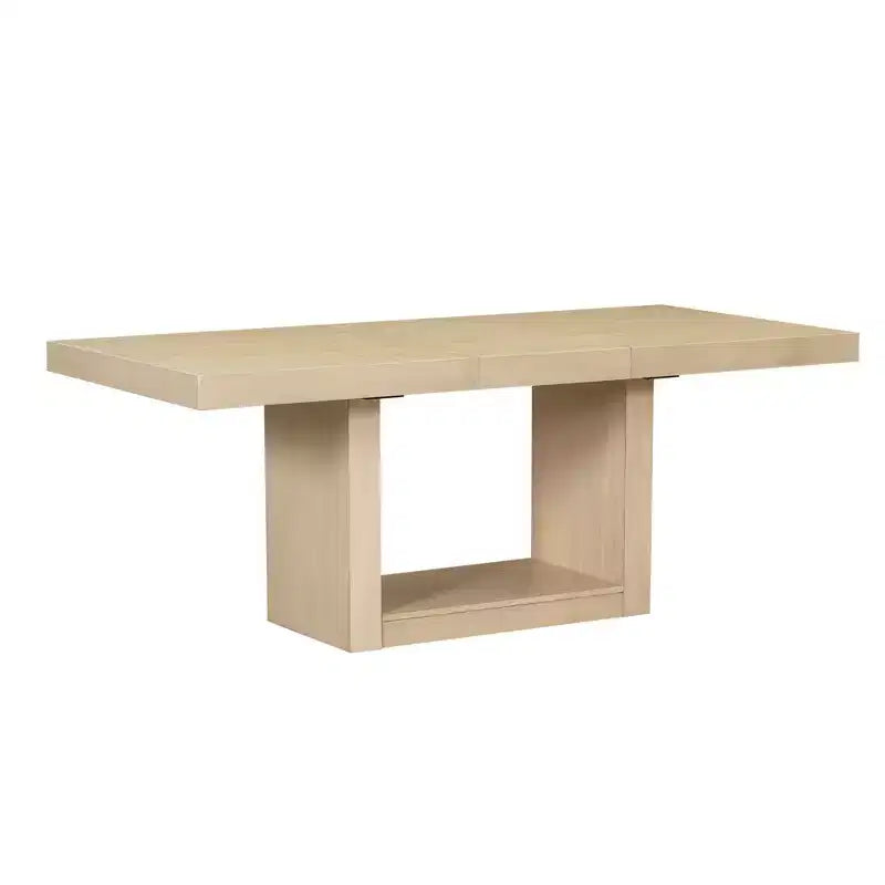 Ensemble de salle à manger 6 pièces avec table extensible et rallonge amovible, 4 chaises de salle à manger rembourrées et un banc, Naturel+Beige - ModernLuxe