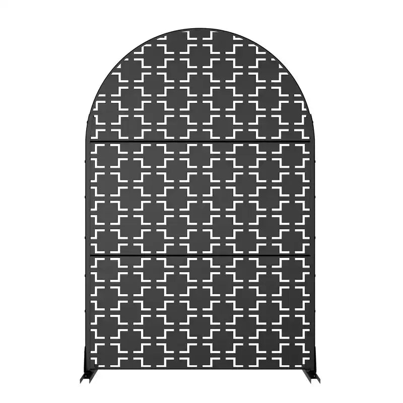 Paravent Arches Carrées 01 en Acier Galvanisé Noir 183x120x40cm