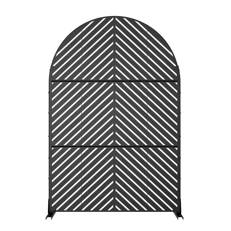 Lignes Parallèles 01 Paravent cintrée en acier galvanisé noir 183x120x40cm