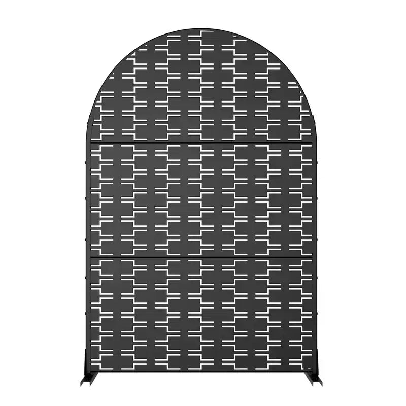 Paravent pliant en tôle galvanisée cintrée noire brique 181,3x118,9cm