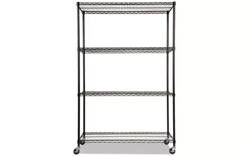 Kit d'étagères métalliques Alera certifiées NSF à 4 niveaux avec roulettes, 48l x 18p x 72h, noir