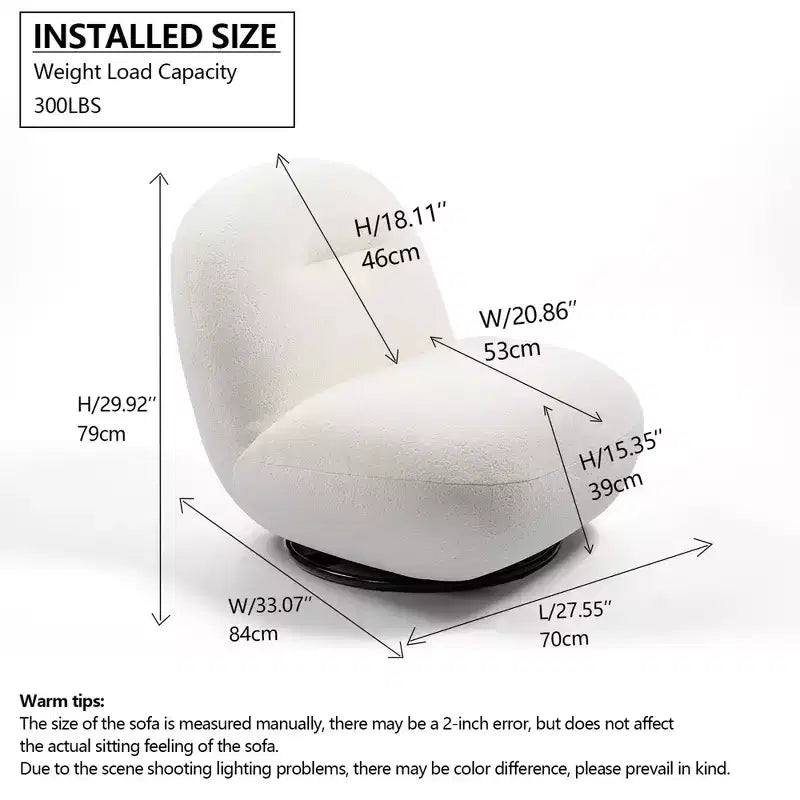 GDFStudio Cornelia Fauteuil sans accoudoirs en velours en forme de L pivotant moderne de 29,92 po de hauteur